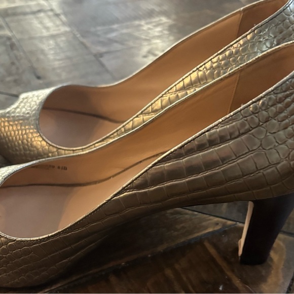 Cole Haan Women's Gold Metallic Peep Toe Heels - Picture 5 of 12